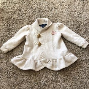 🍢 Ralph Lauren Ruffle Peplum Toggle Sweater